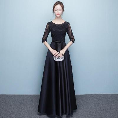 Black Evening Dress Dress Womens 2022 New Banquet Dignified Elegant Long Student Graduation Dress Dignified Atmosphere