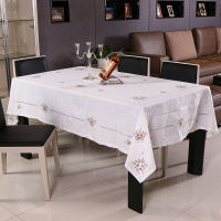 European Cotton Linen Tablecloth Hollow Hand Embroidery White Cover Washable Hollowed Table Cloth for Tea Table