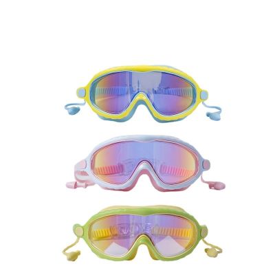Childrens fashion boy goggles resistance box fog girls lovely Gao Qingfang uv electroplating swimming goggles -yj230525