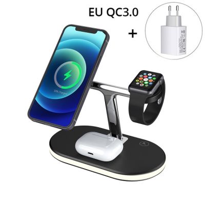 FDGAO 3 in 1 Magnetic Wireless Charger Stand For iphone 12 Pro Max Apple Watch 6 5 4 3 Airpods Pro Fast Charging Dock Station