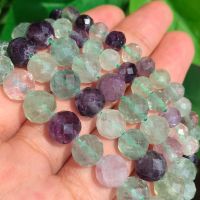 Faceted Colorful Fluorite Beads Natural Stone Loose Spacer Round Beads for Jewelry Making DIY Handmade Bracelet Accessories DIY accessories and others