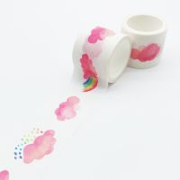 เครื่องเขียน Washi กระดาษกาววารสาร10ชิ้น/ล็อตกระดาษกาวสีรุ้งสีชมพูเทปตกแต่งฝนน่ารักแบบทำมืออุปกรณ์สำหรับโรงเรียนและสำนักงาน