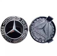 ฝาครอบดุมล้อ BENZ เบนซ์ ดาว 75mm. พื้นสีดำ