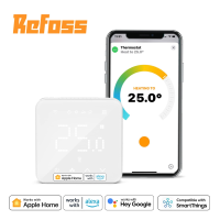 Refoss HomeKit Wi-Fi Smart Thermostat สำหรับหม้อไอน้ำน้ำระบบทำความร้อนใต้พื้นหน้าจอสัมผัสสำหรับ Siri Alexa Assistant