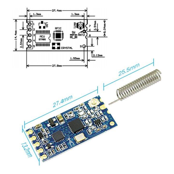 12-433mhz-si4463-wireless-serial-port-module-1000m-replace-bluetooth-hc12-4-pcs