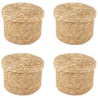 4X Wheat Straw Woven Storage Basket Storage Basket Innovative Basket Rustic Natural Brown Finish Basket(Medium )