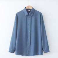 【มีไซส์ใหญ่】Plus Size Womens Chiffon Blouses Ladies Office-wear Long Sleeved A-line Spring Autumn New Tops