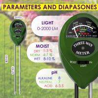 3 In1ดินน้ำความชื้น PH Meter ความเป็นกรดความชื้นแสง PH ทดสอบสวนดอกไม้ดินเซ็นเซอร์ความชื้นเมตรเครื่องมือทดสอบ