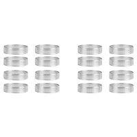 16Pcs Stainless Steel Tart Ring, Heat-Resistant Perforated Cake Mousse Ring Round Double Rolled Tart Ring Mold 10cm