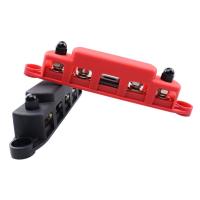 M8 4 Studs Power Distribution Block Bus Bar พร้อมฝาครอบ300 Amp Rating Busbar ฟิวส์สำหรับรถเรือ Auto RV (1Pc2Pcs)