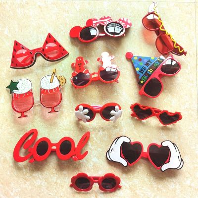 1 Pcs Red Crazy Party Dress Glasses Sunglasses Accessories Novelty Costume Party Carnival Glasses Event Decoration Supplies