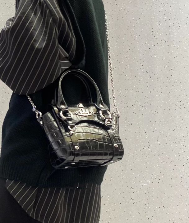 vivienne-กระเป๋าสตรีใหม่ใบกระเป๋าย้อนยุคจระเข้ขนาดเล็กกระเป๋าหิ้วกระเป๋าถือเมสเซ็นเจอร์โซ่แบบหนัง