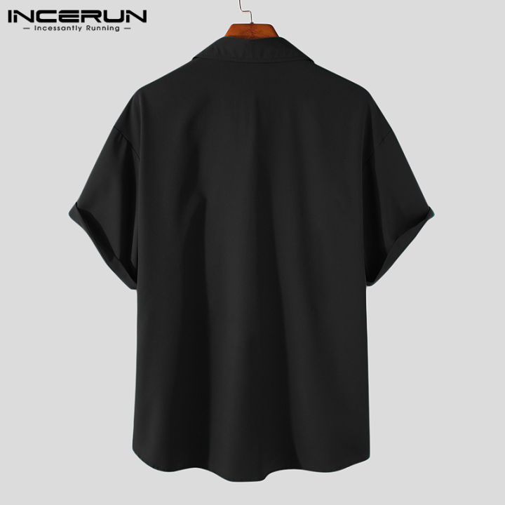 เกาหลีสไตล์-incerun-เสื้อเชิ้ตแขนสั้นผู้ชาย-เสื้อแฟชั่นผช-สไตล์เกาหลี