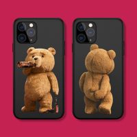 เคสโทรศัพท์การ์ตูนพื้นสีขาวตุ๊กตาหมี1คู่สำหรับ14 13 12 11 Pro MAX XS Max XR Mini SE2022 6S 7 8 Plus กรอบสีดำ