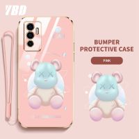 เคสโทรศัพท์ YBD สำหรับ Vivo V23E 4G 5G Y75 S10E 4G นิ่มโปร่งใสหมีรุนแรงการ์ตูนไล่ระดับสีเคสโทรศัพท์กันกระแทกพร้อมกรอบป้องกันกล้องเลนส์คลุมทั้งหมด