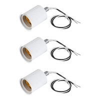 3X E27 Ceramic Screw Base Round LED Light Bulb Lamp Socket Holder Adapter Metal Lamp Holder with Wire White