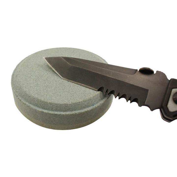 Round Axe Sharpening Stone Hand Dual Grit Tool Pocket Bushcraft Dia. 7