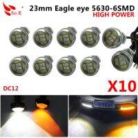 10ชิ้น23มมตาเหยี่ยว5630 6 D LED DRL 12V Lampu Jalan กลางวันสีขาวสีเหลืองสวิทช์แบ็กกันน้ำไฟตัดหมอกหน้าจอสำหรับถอยรถ