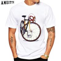 Fixed Gear Bicycle Cyclist Painting T-Shirt New Summer Men Short Sleeve Road Bike Sport Lover White Casual Boy Tees Vintage Tops