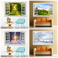 Amazing Forest Tree 3D สติ๊กเกอร์ติดผนังที่ถอดออกได้ไวนิล Decal Window View ภูมิทัศน์สีเขียว Home Decor วอลล์เปเปอร์ภาพ Poster