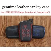 ♛◑▥ Only Red popular Genuine leather car key case cover Hand sewing DIY car styling fit for LANDROVER Range Rover(2016) Evoque(2016)