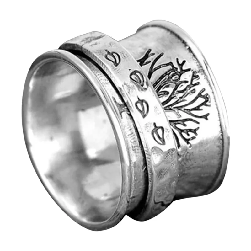 Fashion Antistress Ring For Women Men Spinning Dandelion Rotating Ring  Vintage Jewelry