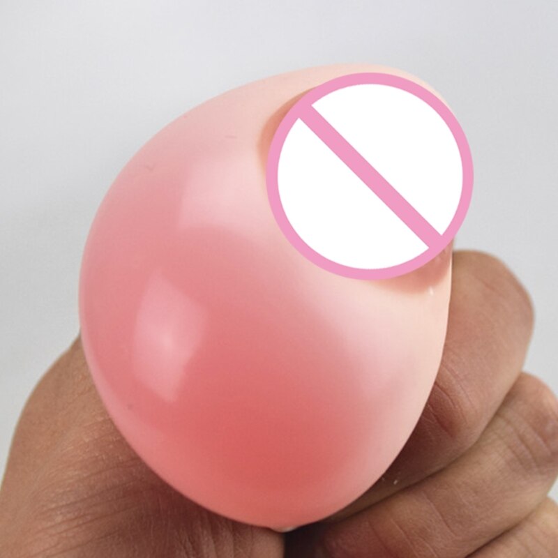 Practical Joke Boobs Squeezable Stress Reliever Nipple Ball Breast Toy Flesh 