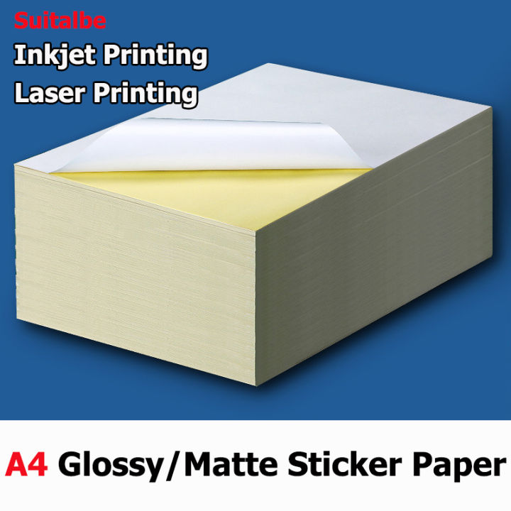 A4 Size Matte Sticker Paper Glossy Sticker Paper for Printing 100pcs ...