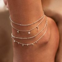 IPARAM Vintage Multilayer Crystal Anklet 2020 Bohemia Star Moon Pendant Ankle Leg Sandal Anklet Jewelry Party Gift