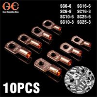 10PCS 8 Size Copper Cable Lugs Connectors Tubular Ring Terminals Tinned Bare Electric Cable Crimp Terminals