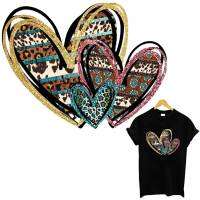 Beautiful Leopard Print Iron-On Transfer For Clothes DIY Washable T-Shirts Thermo Adhesive Patches Heart Shaped Sticker Applique Haberdashery