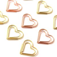 30pcs/set heart Bookmark Metal Paper Clip Decor Rose Gold Colorfur Book Note Decoration Binder Clip Stationery