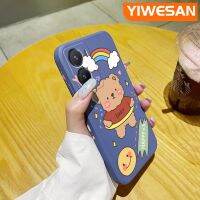 YIWESAN เคสสำหรับ VIVO Y35 5G Y56 5G เคสหมีสุขสันต์ลายการ์ตูนเคสขอบสี่เหลี่ยมด้านข้างบางเคสมือถือนิ่มซิลิโคนเคสป้องกันการกระแทก