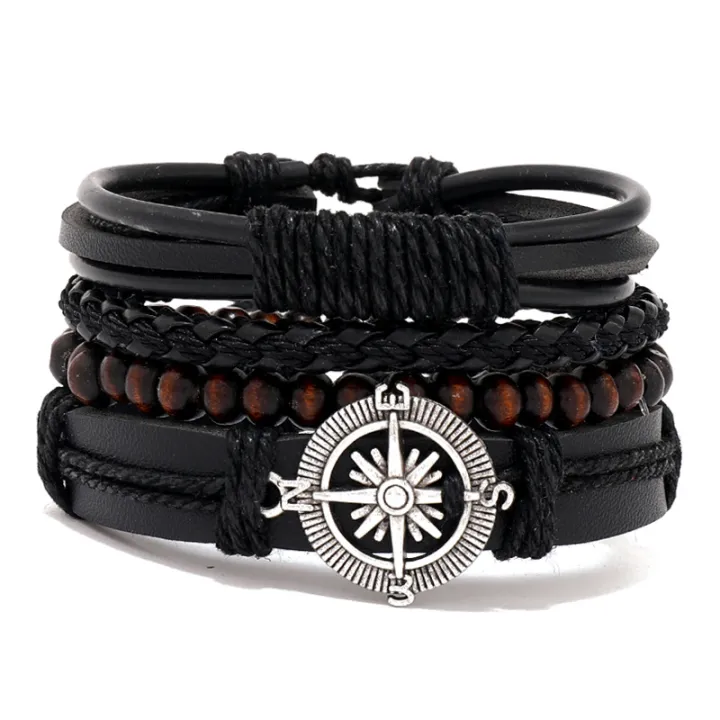 mens-charm-bracelets-leather-wristband-vintage-rudder-charm-bracelet-mens-leather-bracelets-ethnic-tribal-wristband