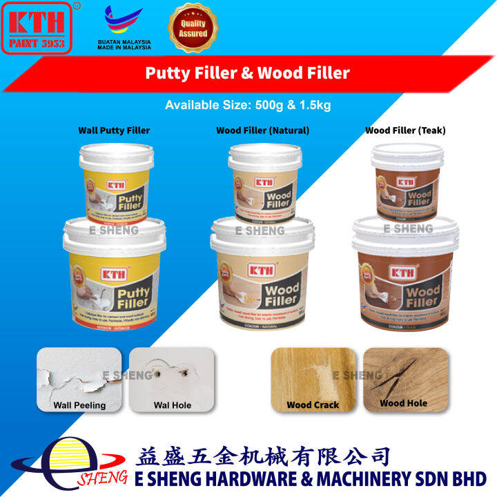 KTH 500gm & 1.5kg White Wall Putty Filler & Wood Filler Filling Cracks