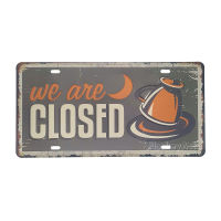 ป้ายสังกะสีวินเทจ We are Closed, Coffee (ปั๊มนูน), ขนาด 30x15 ซม.