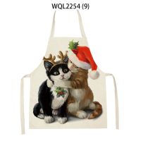 Christmas hat kitten puppy pattern clean art apron bib home cooking kitchen apron chef wear adult bib anti-fouling Delantal