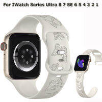 สายนาฬิกาซิลิโคนใหม่สำหรับนาฬิกา Apple อัลตร้า8 7 SE 6 5 4 3 2 1วงดนตรีสำหรับ IWatch สายพิมพ์ลายนูนเลเซอร์แบบรูปผีเสื้อขนาด49มม. 45มม. 44มม. 42มม. 38มม. 40มม. 41มม.