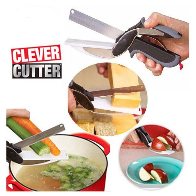 clever-cutter-มีดติดเขียง-มีดหันผลไม้-มีดหั่นผัก-กรรไกรหั่นผัก-กรรไกรตัดอาหาร-กรรไกรพร้อมเขียง-กรรไกรซอยผัก-มีดซอยผัก-มีดซอยกะหล่ำปี