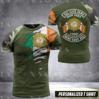 IRISH Veterans Army Soldier Flag 3D Print High Quality Milk Fiber T-shirt Summer Round Neck Mens Casual Top-1 S-5XL