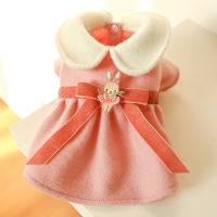 Fashion Cute Pet Costme Skirt Dog Clothes Winter Warm Dog Princess Dress Clothes Dachshund Chihuahua Corgi - Pink XS to XL