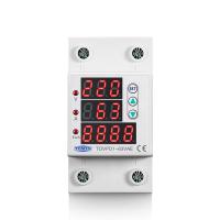 63A 230V 3IN1 Display Din rail adjustable over and under voltage protective device protector relay with over current protection