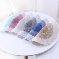 【CW】 Round Woven Placemats Cotton Yarn Dining Table Mats Anti skid Disc Bowl Resistant Drinks Coasters