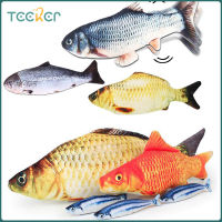 Teeker ของเล่นรูปปลาสำหรับแมวไฟฟ้า,ของเล่นกัญชาแมวแบบโต้ตอบได้ของเล่นปลาสำหรับแมวในที่ร่ม