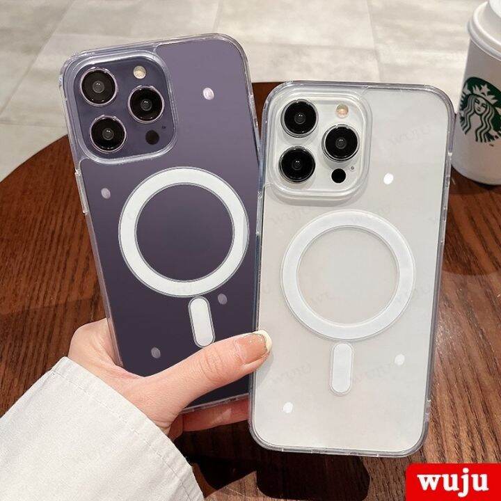 wuju-เคสโทรศัพท์มือถืออะคริลิคใส-แบบแข็ง-แม่เหล็ก-กันกระแทก-สําหรับ-iphone-12-13-14-mini-x-xr-xs-7-8