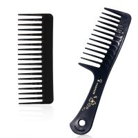 2 Types New Portable Black Wide Tooth Comb Black ABS Plastic Heat-resistant Large Wide Tooth Comb For Hair Styling Tool