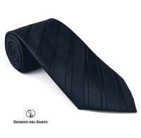 Giorgio Del Sarto Necktie 8.5 cm Black with Fabric Texture เนคไทสีดำมีเท็กเจอร์"