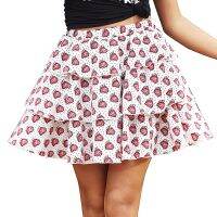 Summer Popular Women Floral Short Skirt Net Print Wrinkling Skirt Cute Sweet Girls Dance Skirts