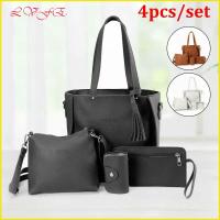 LVFENYA 4Pcs/set ความจุสูงมาก กระเป๋า Crossbody ลำลองแบบสบายๆ หนังพียู กระเป๋าแบบสะพายไหล่ แฟชั่นสำหรับผู้หญิง แบบพกพาได้ กระเป๋าสตางค์กระเป๋าเงิน ผู้หญิงผู้หญิงผู้หญิง