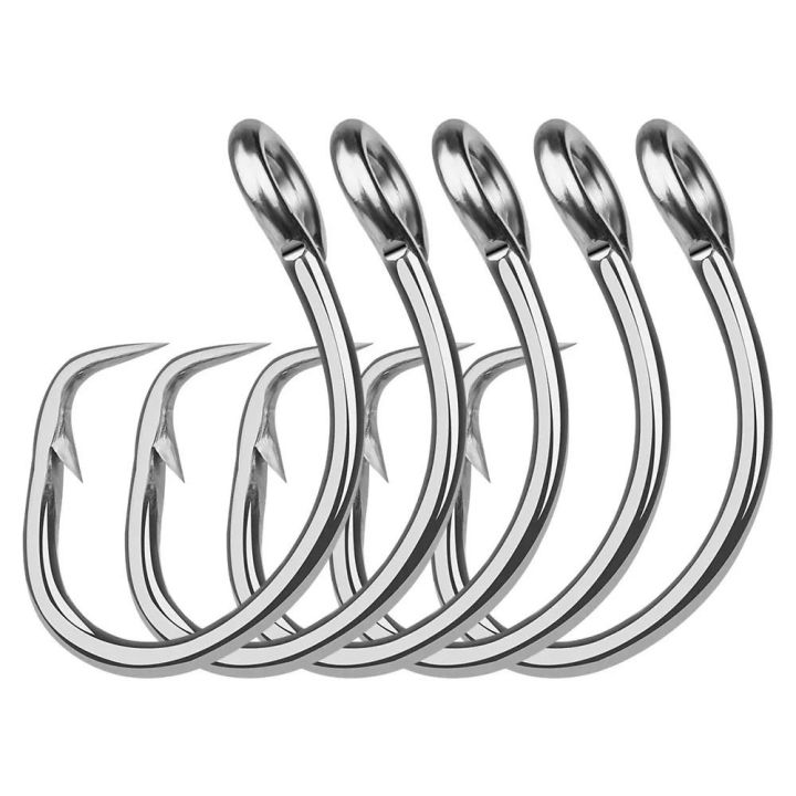 RUILIAN 5pcs Anticorrosion Giant Fishing Hook Stainless Steel 11/0#-16/0# Tuna  Hook Fishing Accessories Forged Big Game Fishhook Sea Fishing